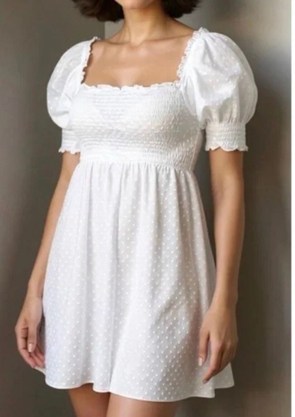Hill House Athena Nap Dress Swiss Dot White Women’s Size Large